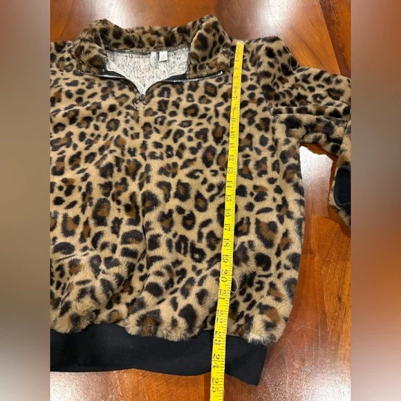 Cato Leopard Print Teddy Jacket in Brown and Black - Picture 5 of 5